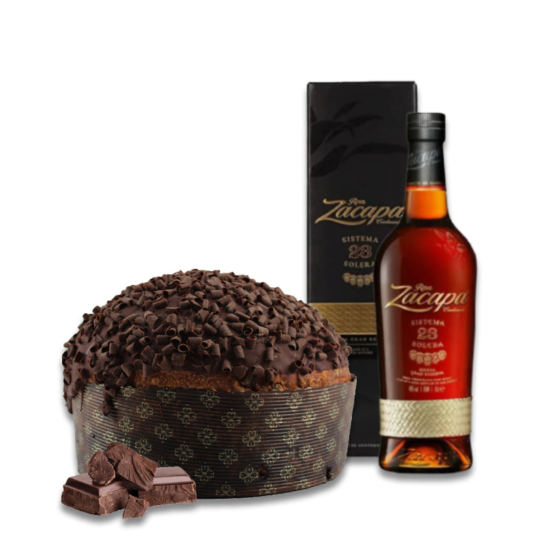 Confezione Panettone Cioccolato Fondente e Rum Zacapa 23